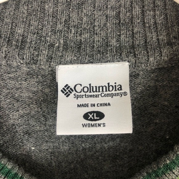 Columbia Grey & Green Snowflake Wool Sweater XL - Picture 3 of 10